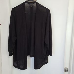 (1228) Worthington Woman's Long Sleeve Sweater, Size: 3X (Black)  (Open Front)